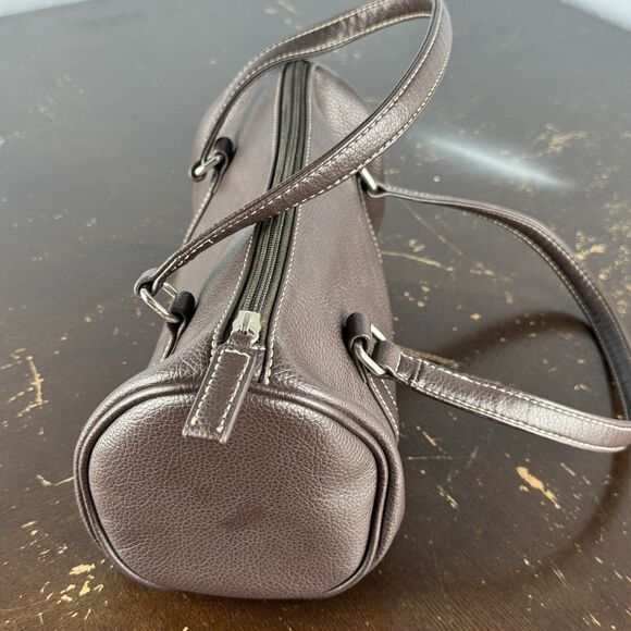 New York & Company Faux Leather Hand Bag Med Brown NY&C Logo Inner Zip Pocket - Picture 3 of 7